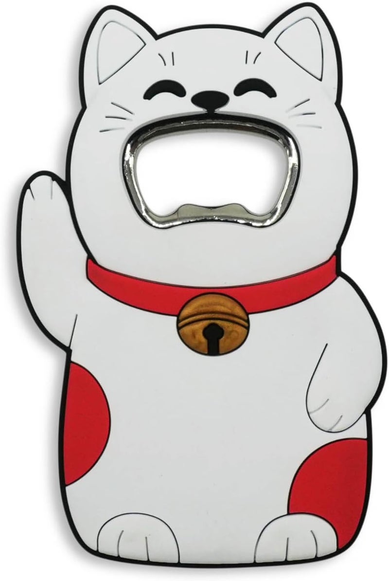 GOOFBALLS Funny Magnetic Bottle Opener – Beer Opener with Hilarious Saying – Strong Magnet for Fridge or Man Cave – Great Gag Gift for Beer Lovers, Dads, Friends - Waving Lucky Cat - Image 1